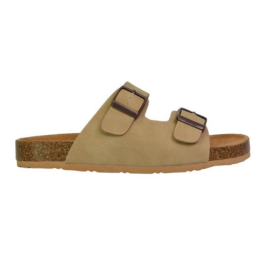 Taupe - Front - XY London Womens-Ladies Star Double Strap Buckle Summer Flat Sandals