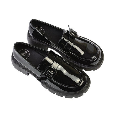 True Black - Lifestyle - XY London Womens-Ladies Adelaide Patent Buckle Detail Chunky Platform Loafers