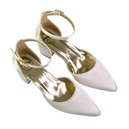 Ivory - Lifestyle - XY London Womens-Ladies Bronte Strappy Pointed Medium Block Heel Court Shoes
