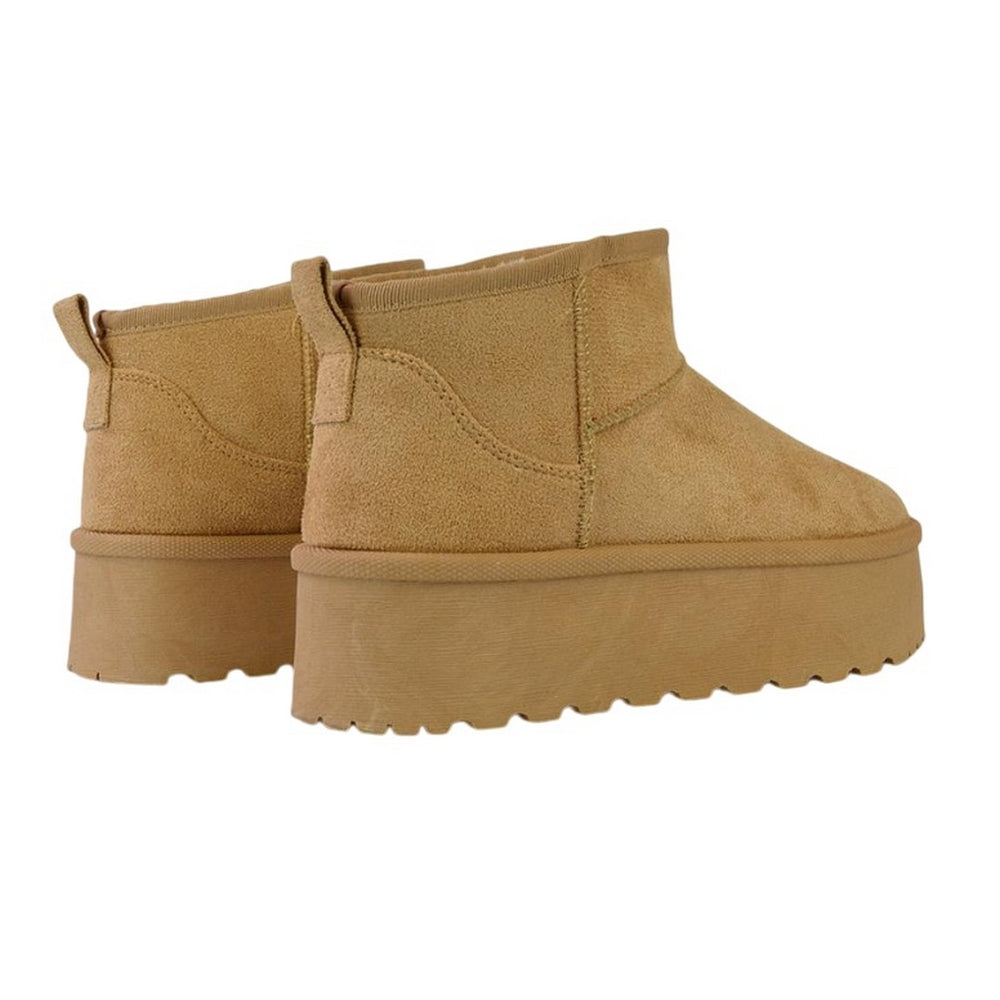 Beige - Back - XY London Womens-Ladies Selina Flatform Ankle Boots