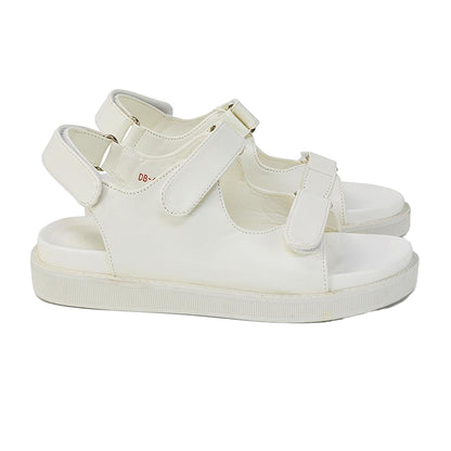 White - Back - XY London Womens-Ladies Asher Double Strap Platform Heel Sandals