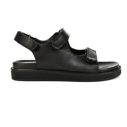 Black - Front - XY London Womens-Ladies Asher Double Strap Platform Heel Sandals