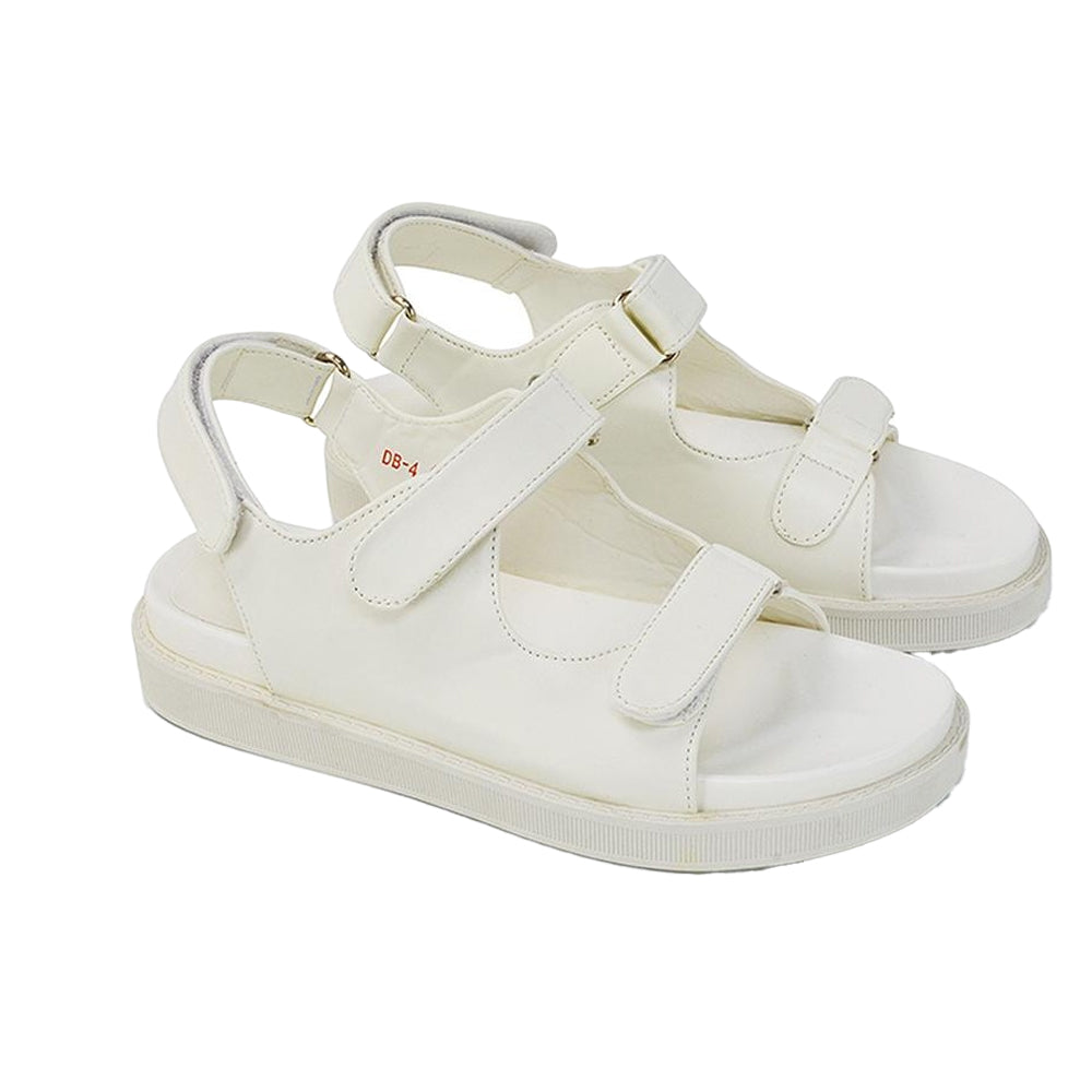 White - Side - XY London Womens-Ladies Asher Double Strap Platform Heel Sandals