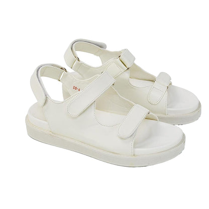 White - Side - XY London Womens-Ladies Asher Double Strap Platform Heel Sandals