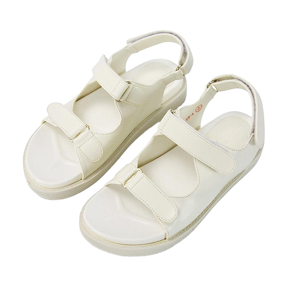 White - Lifestyle - XY London Womens-Ladies Asher Double Strap Platform Heel Sandals