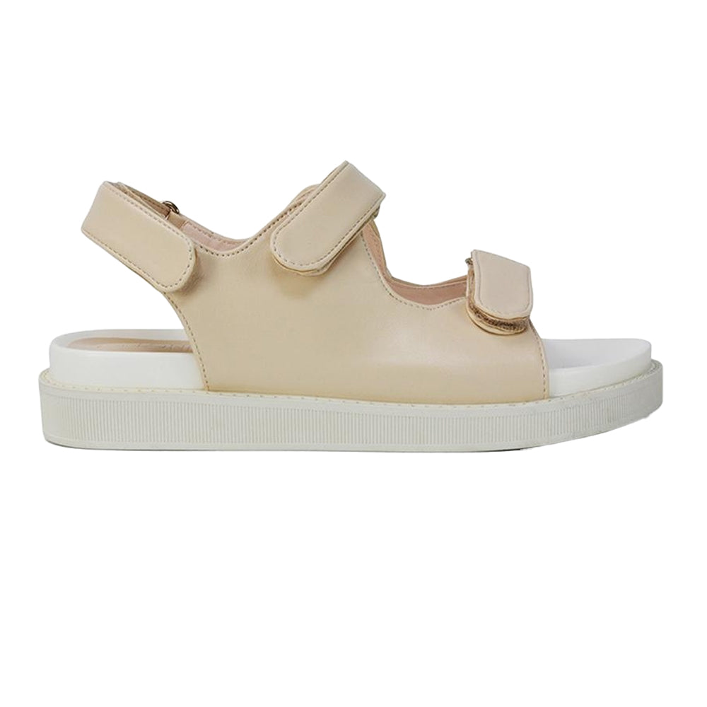 Natural - Front - XY London Womens-Ladies Asher Double Strap Platform Heel Sandals