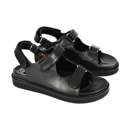 Black - Side - XY London Womens-Ladies Asher Double Strap Platform Heel Sandals