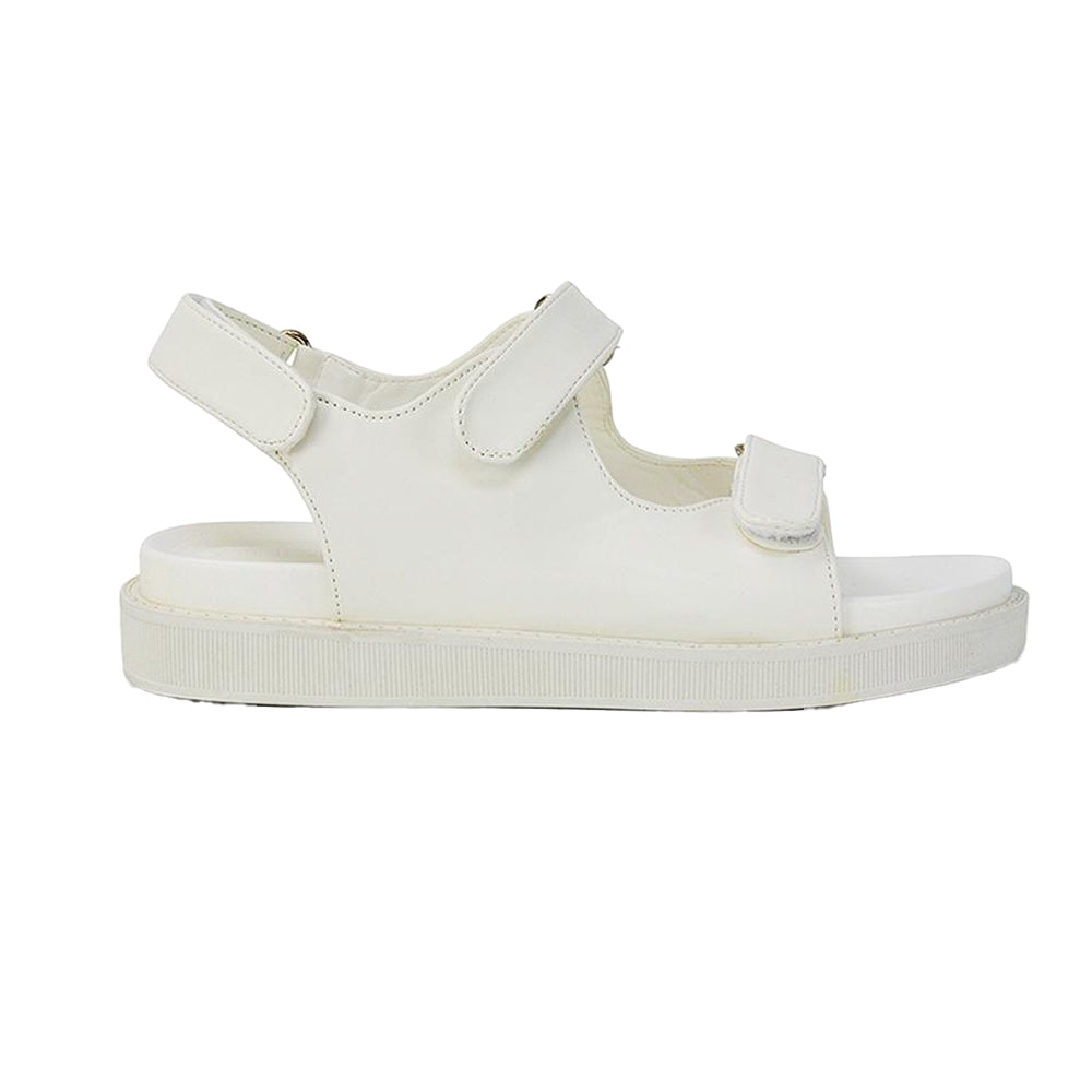 White - Front - XY London Womens-Ladies Asher Double Strap Platform Heel Sandals