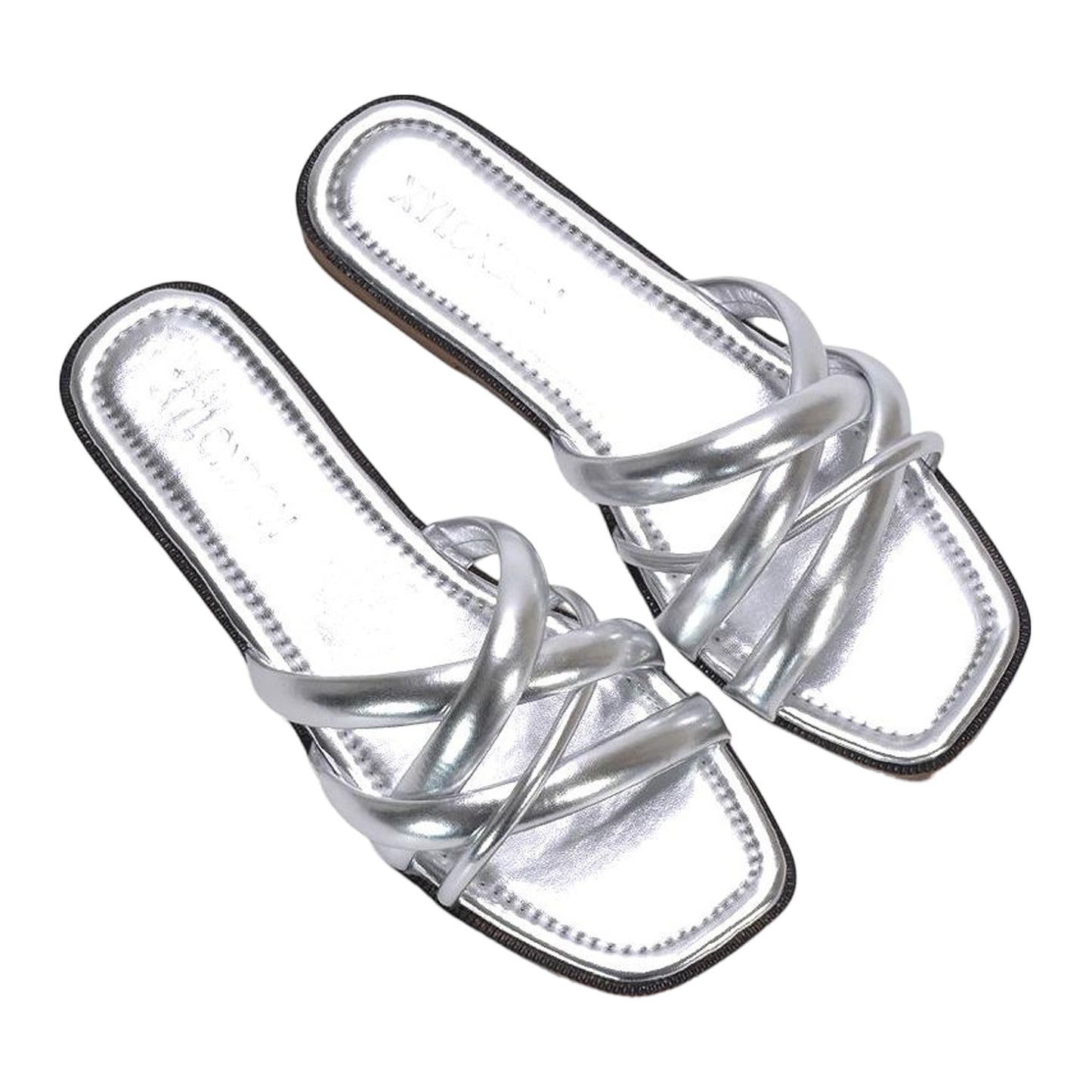 Silver - Lifestyle - XY London Womens-Ladies Fiona Metallic Strappy Flat Sandals