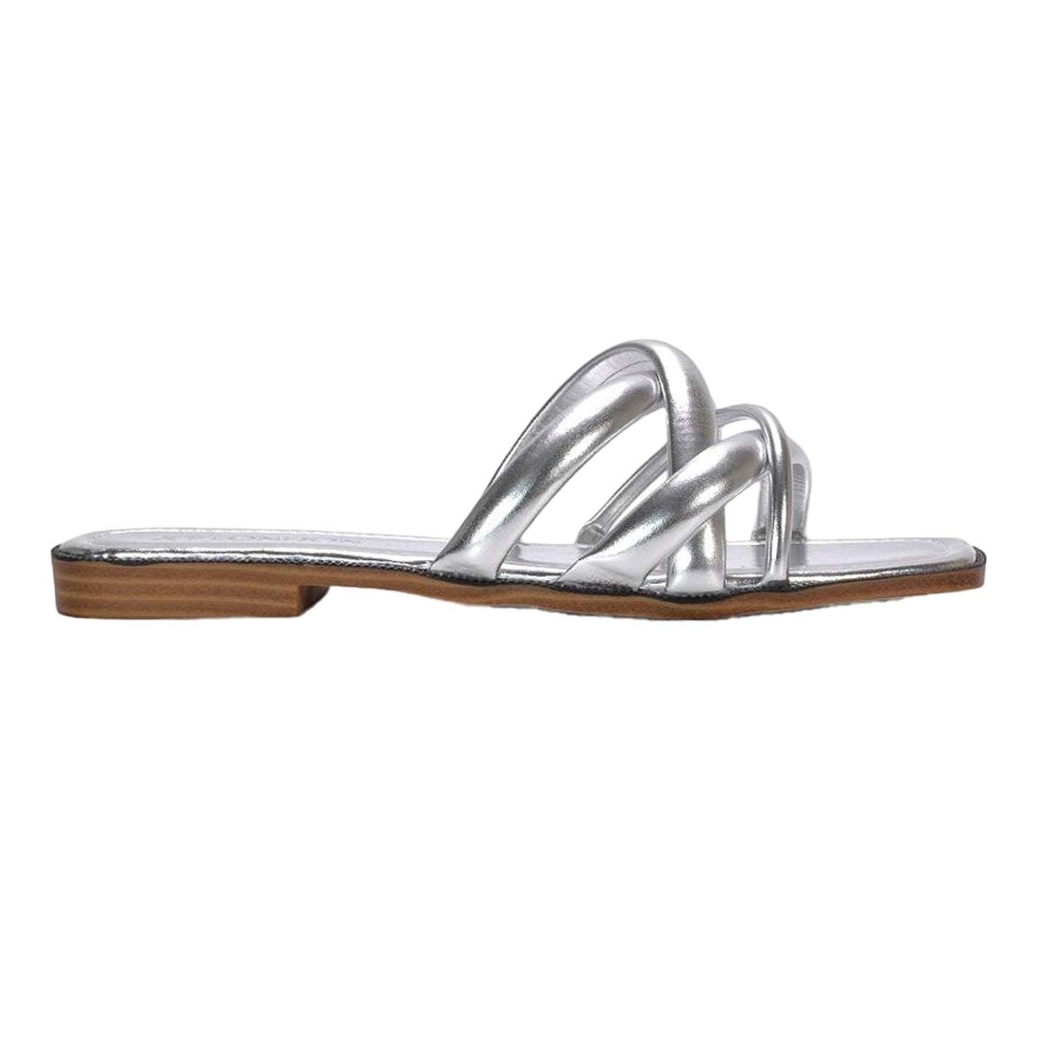 Silver - Pack Shot - XY London Womens-Ladies Fiona Metallic Strappy Flat Sandals