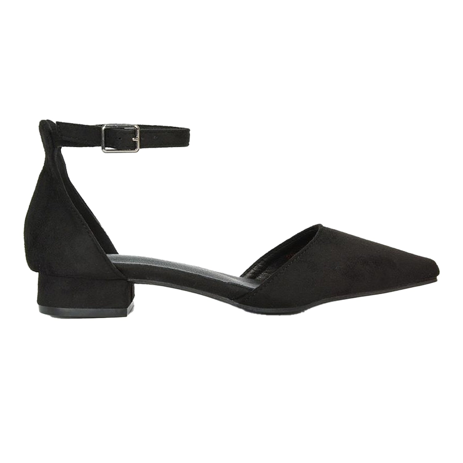 Jet Black - Lifestyle - XY London Womens-Ladies Jenny Ankle Strap Low Heel Court Shoes