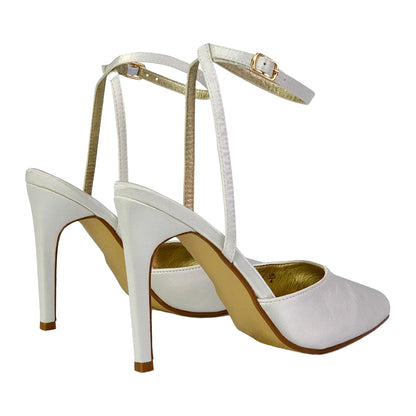 Ivory - Back - XY London Womens-Ladies Liliane Pointed Stiletto Heel High Heels