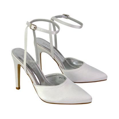 White - Side - XY London Womens-Ladies Liliane Pointed Stiletto Heel High Heels