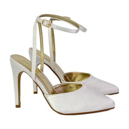 Ivory - Side - XY London Womens-Ladies Liliane Pointed Stiletto Heel High Heels