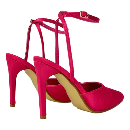 Pink - Back - XY London Womens-Ladies Liliane Pointed Stiletto Heel High Heels