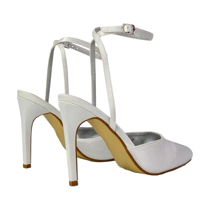 White - Back - XY London Womens-Ladies Liliane Pointed Stiletto Heel High Heels