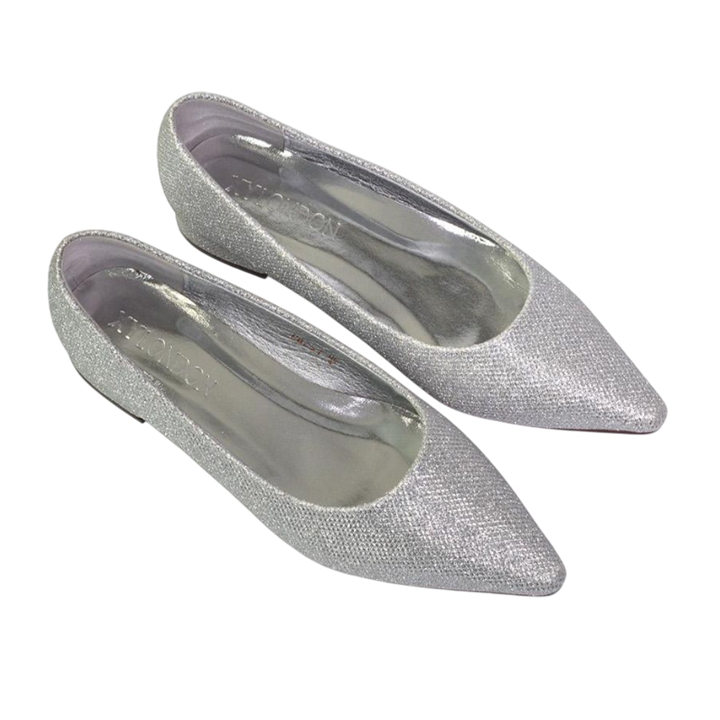 Silver - Lifestyle - XY London Womens-Ladies Karen Glitter Pointed Low Heel Court Shoes