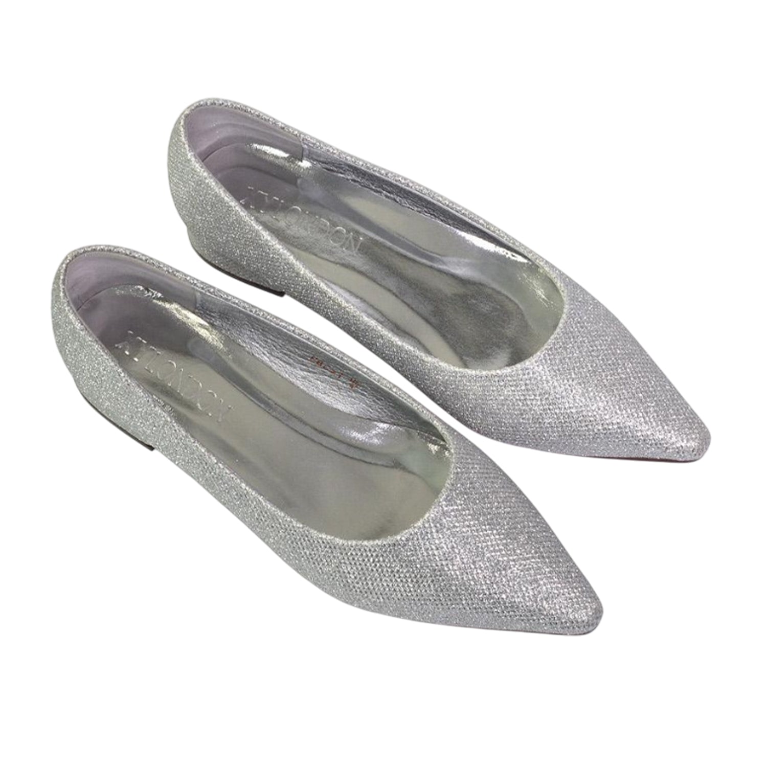 Silver - Lifestyle - XY London Womens-Ladies Karen Glitter Pointed Low Heel Court Shoes