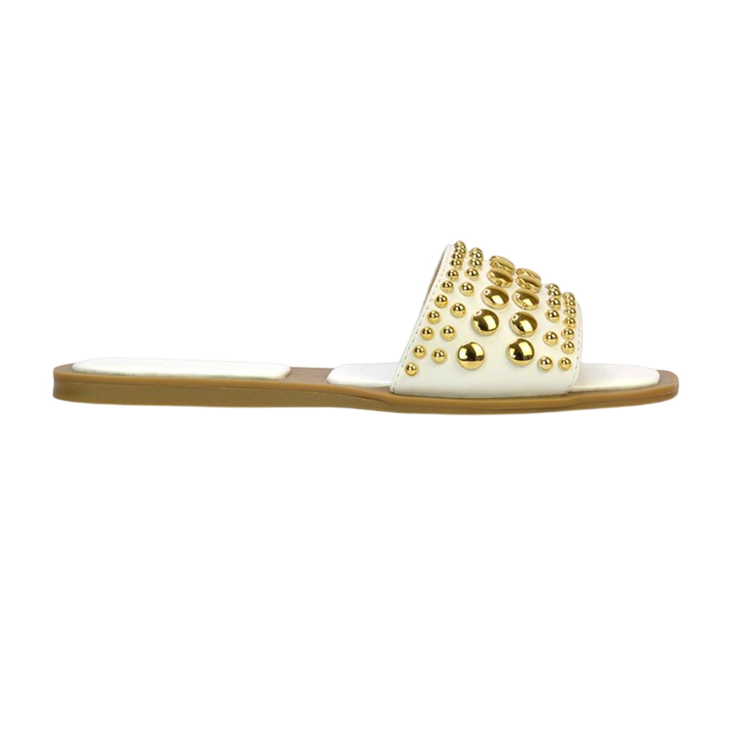 White - Pack Shot - XY London Womens-Ladies Elodie Beaded Open Toe Flat Sandals