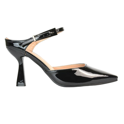 True Black - Close up - XY London Womens-Ladies Daisy May Pointed High Stiletto Heel Court Shoes