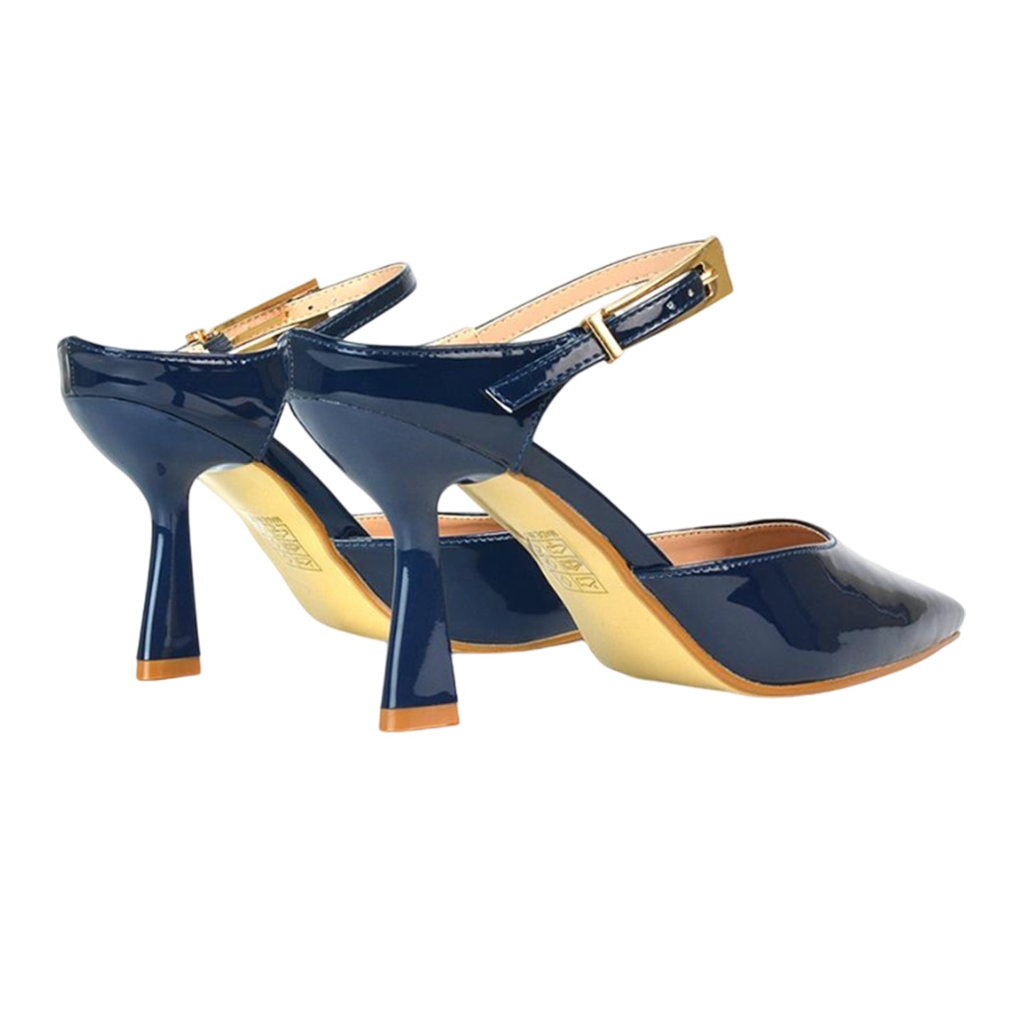 Navy - Back - XY London Womens-Ladies Daisy May Pointed High Stiletto Heel Court Shoes