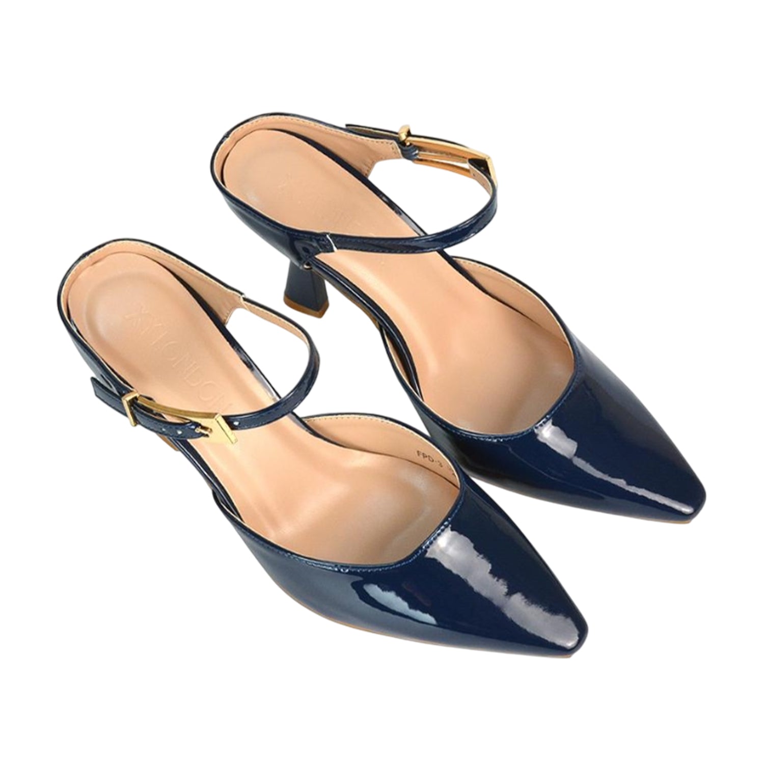 Navy - Side - XY London Womens-Ladies Daisy May Pointed High Stiletto Heel Court Shoes