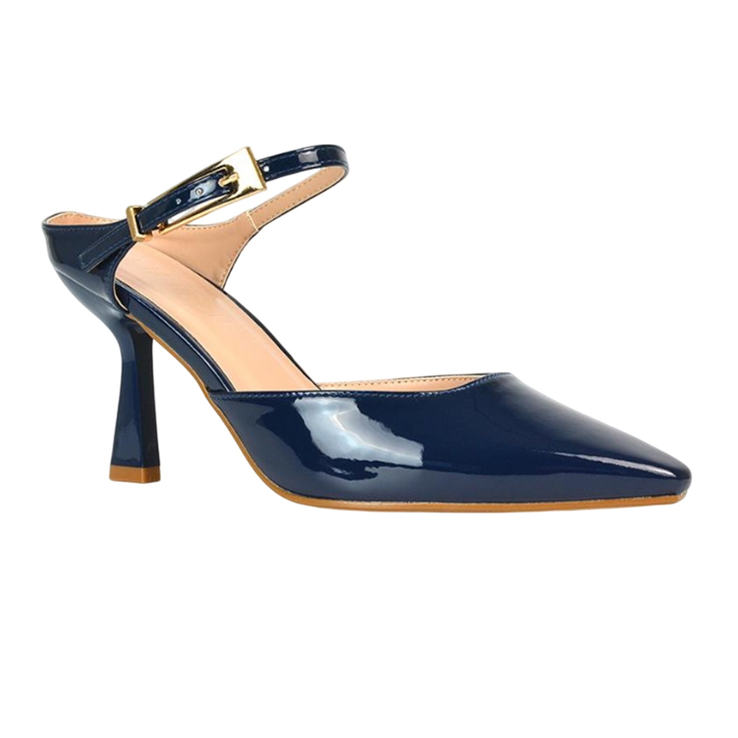 Navy - Pack Shot - XY London Womens-Ladies Daisy May Pointed High Stiletto Heel Court Shoes