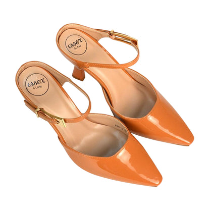 Peach - Side - XY London Womens-Ladies Daisy May Pointed High Stiletto Heel Court Shoes