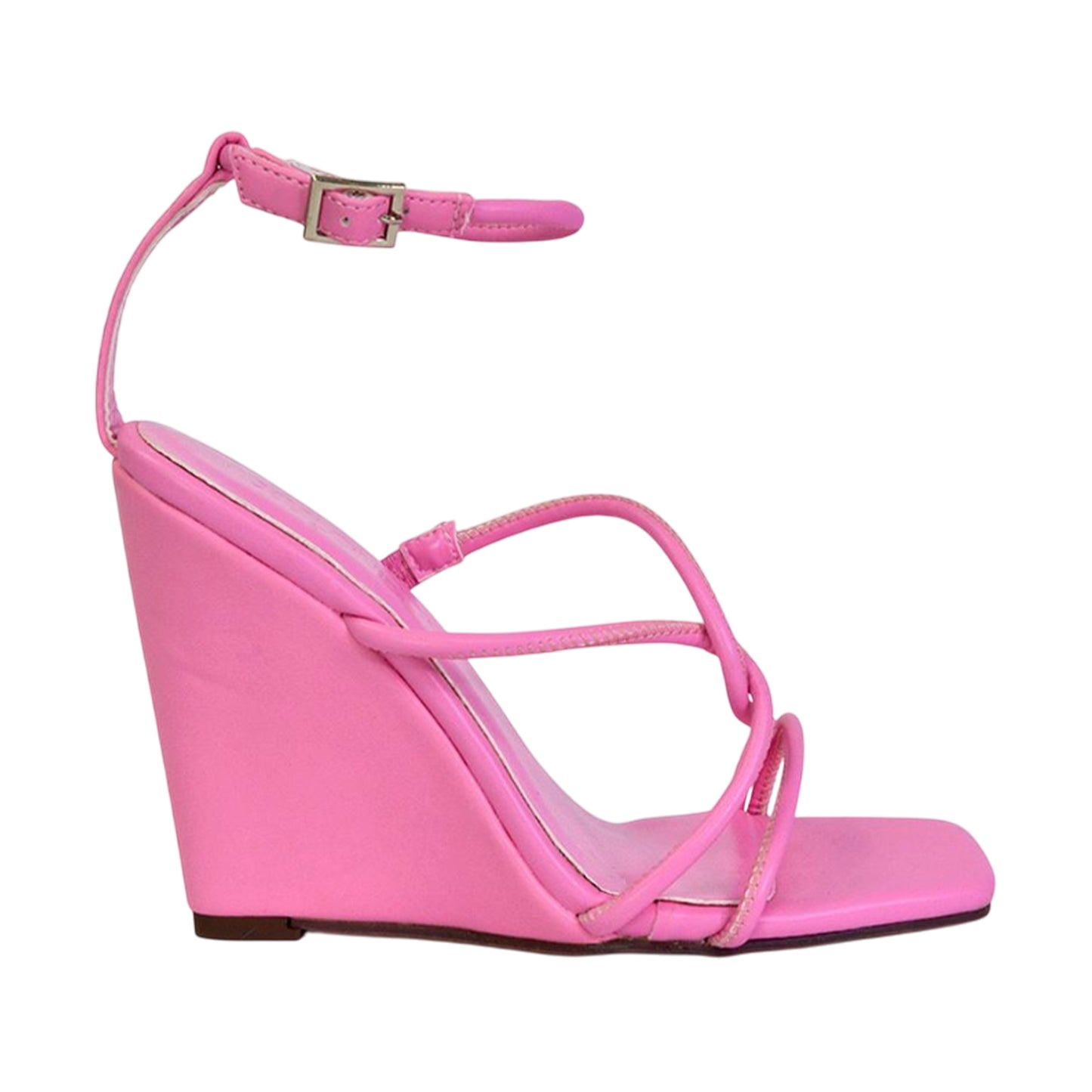 Pink - Pack Shot - XY London Womens-Ladies Ankle Strap Wedge Sandals