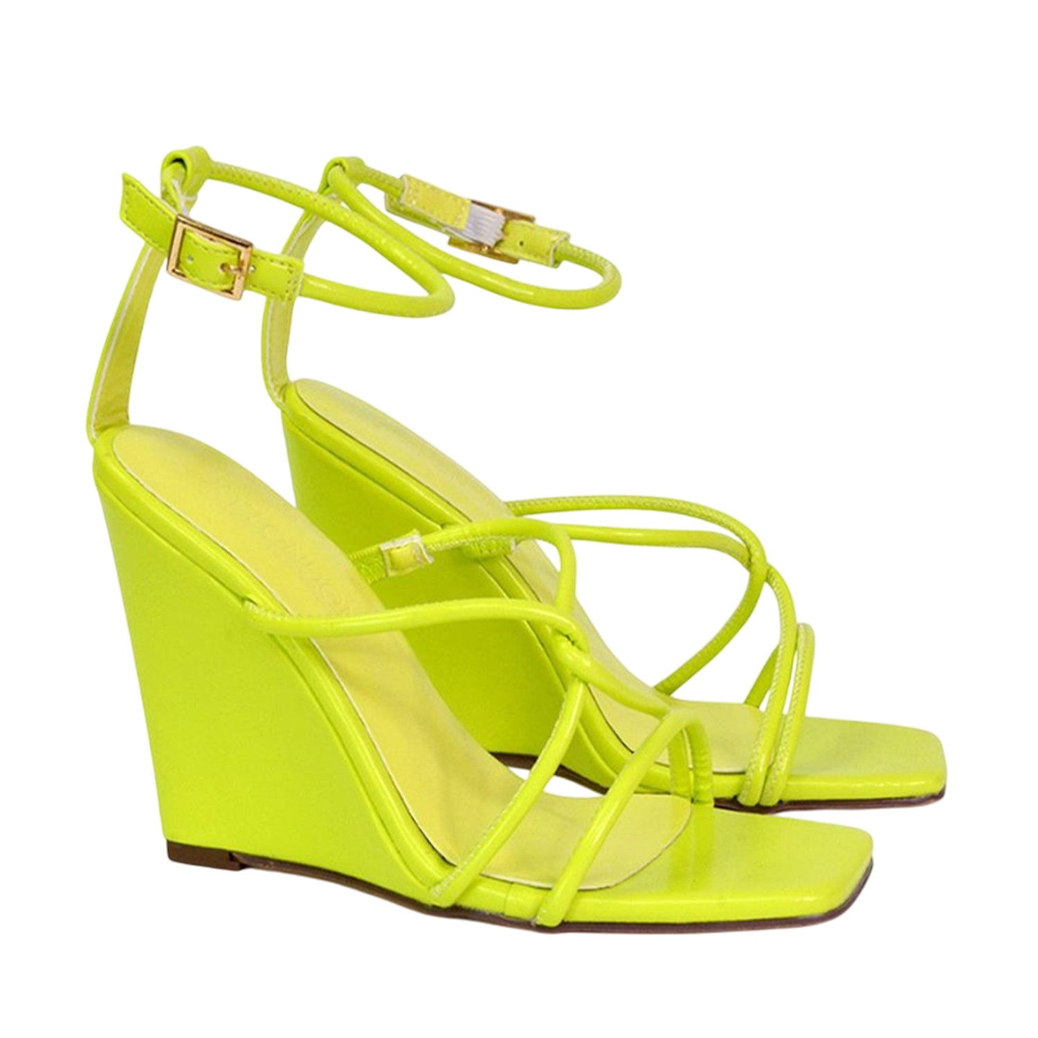 Green - Lifestyle - XY London Womens-Ladies Ankle Strap Wedge Sandals