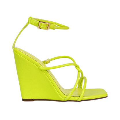 Green - Pack Shot - XY London Womens-Ladies Ankle Strap Wedge Sandals