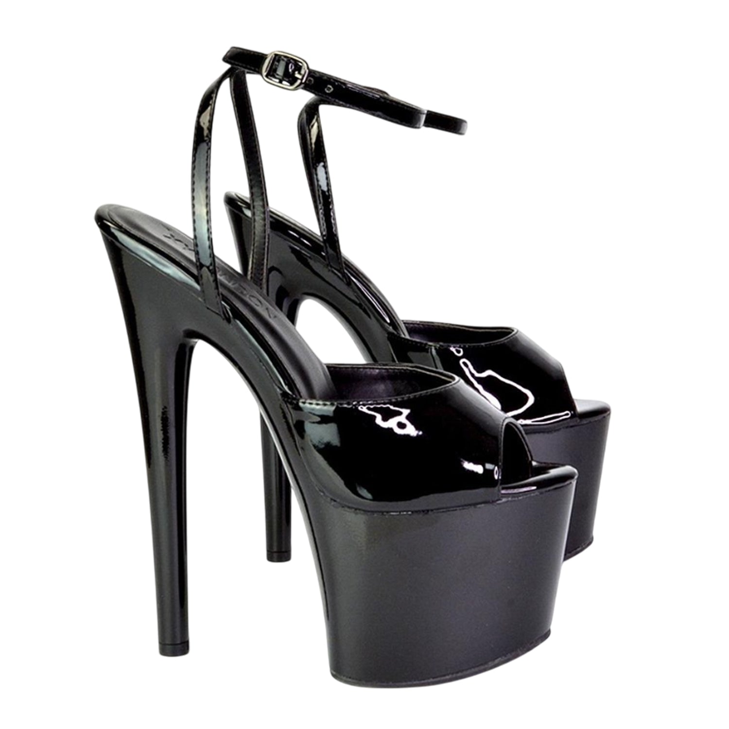 Black - Lifestyle - XY London Womens-Ladies Sunshine Patent Strappy Platform High Heels