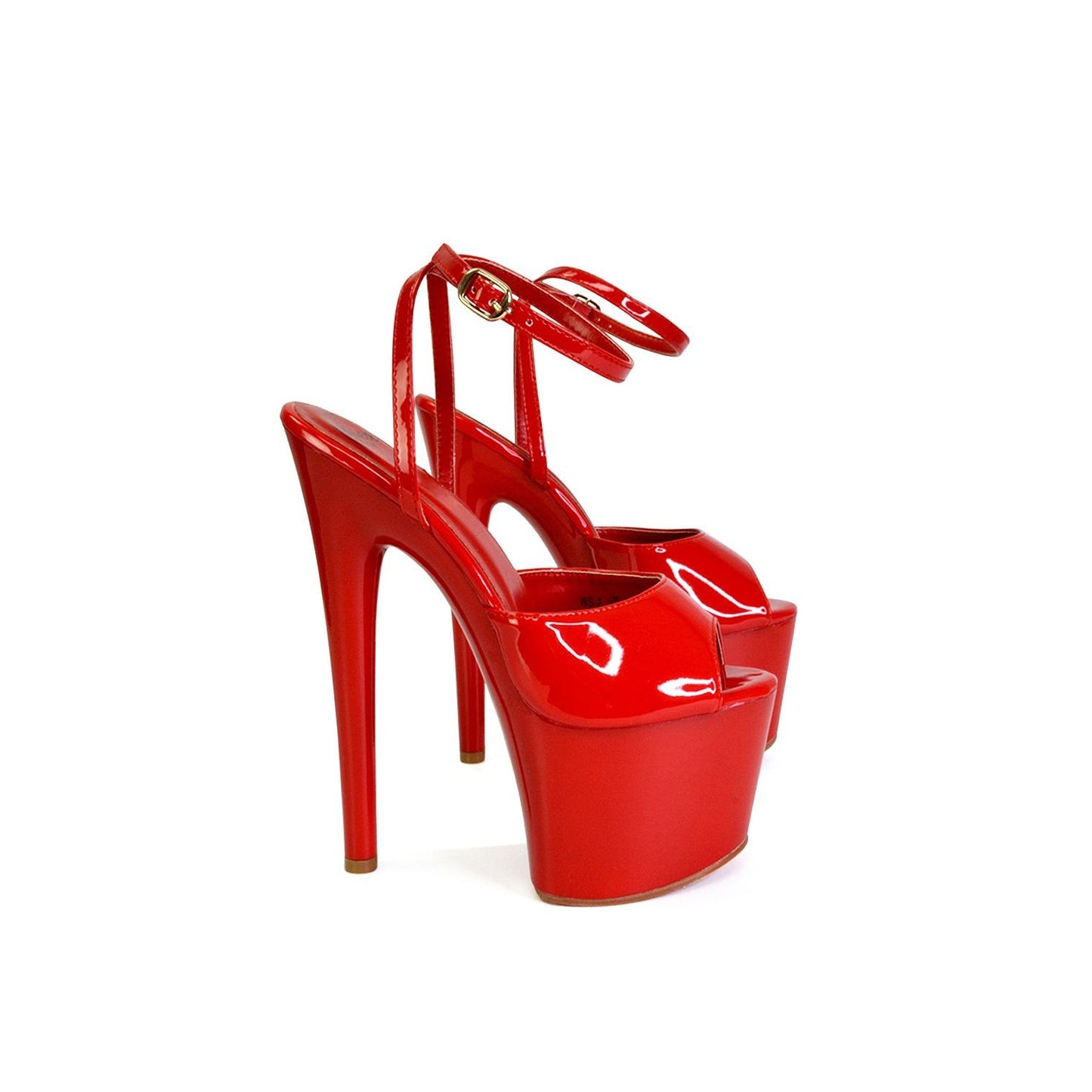 Red - Back - XY London Womens-Ladies Sunshine Patent Strappy Platform High Heels