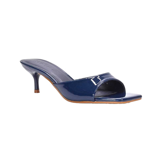 Navy - Front - XY London Womens-Ladies Jane Mule Sandals