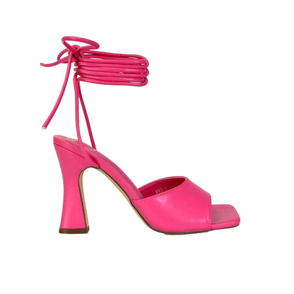Pink - Front - XY London Womens-Ladies Flora Strappy Square Toe Block Heel High Heels