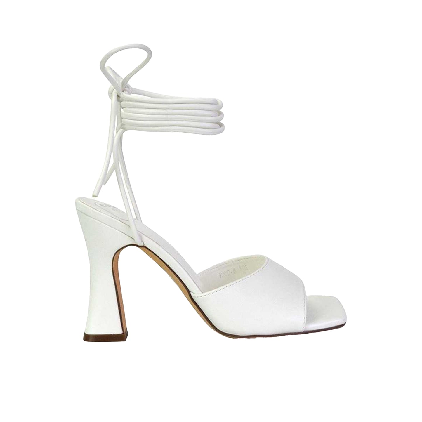 White - Back - XY London Womens-Ladies Flora Strappy Square Toe Block Heel High Heels