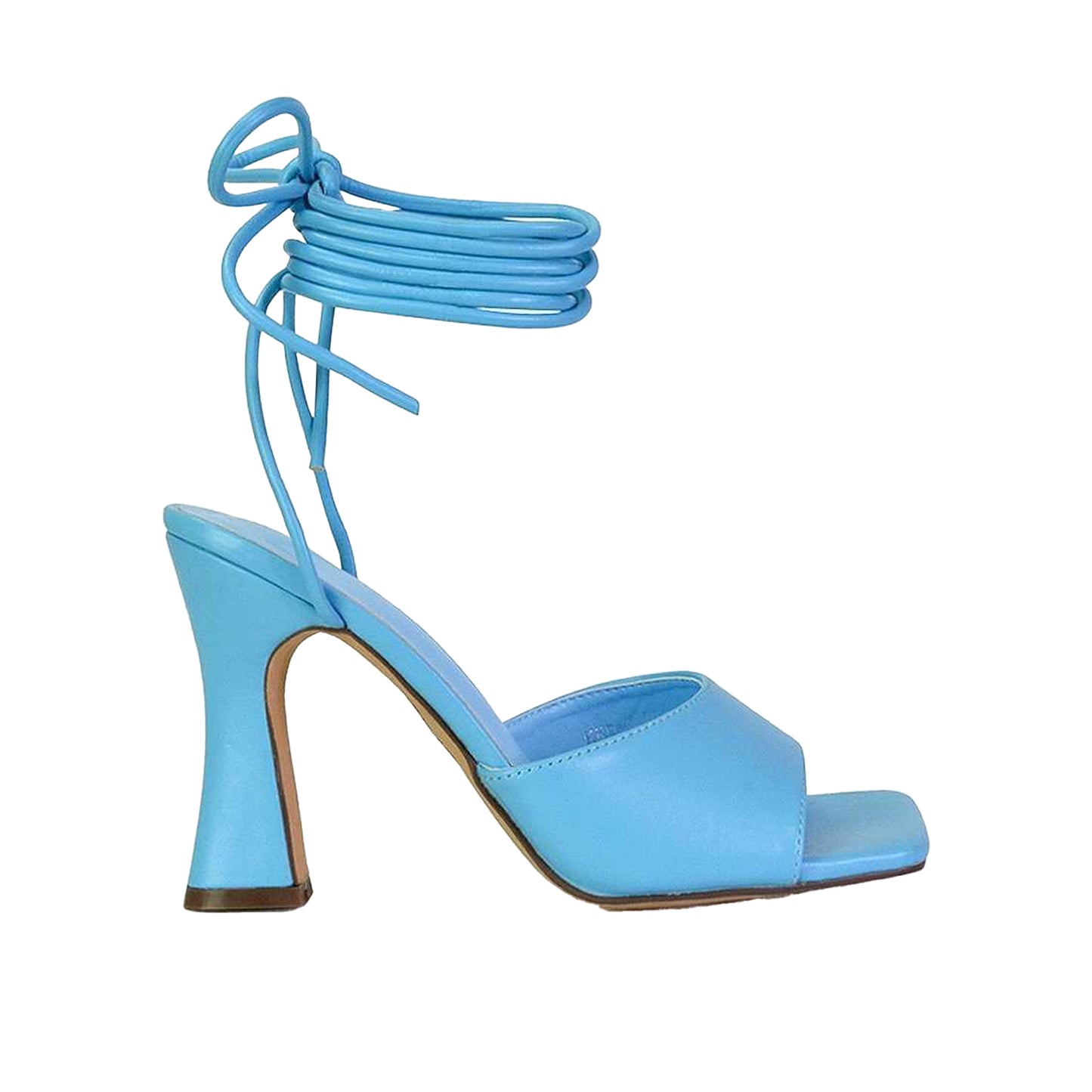 Blue - Front - XY London Womens-Ladies Flora Strappy Square Toe Block Heel High Heels