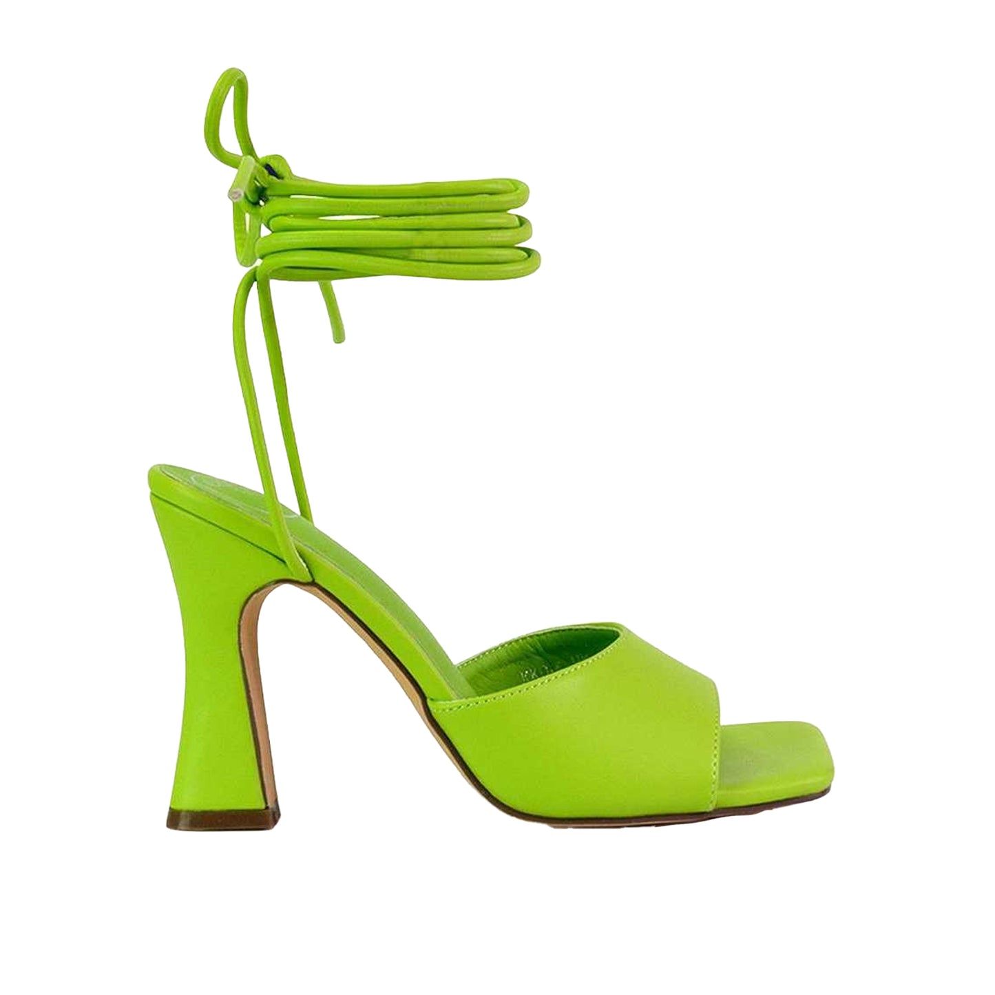Green - Front - XY London Womens-Ladies Flora Strappy Square Toe Block Heel High Heels