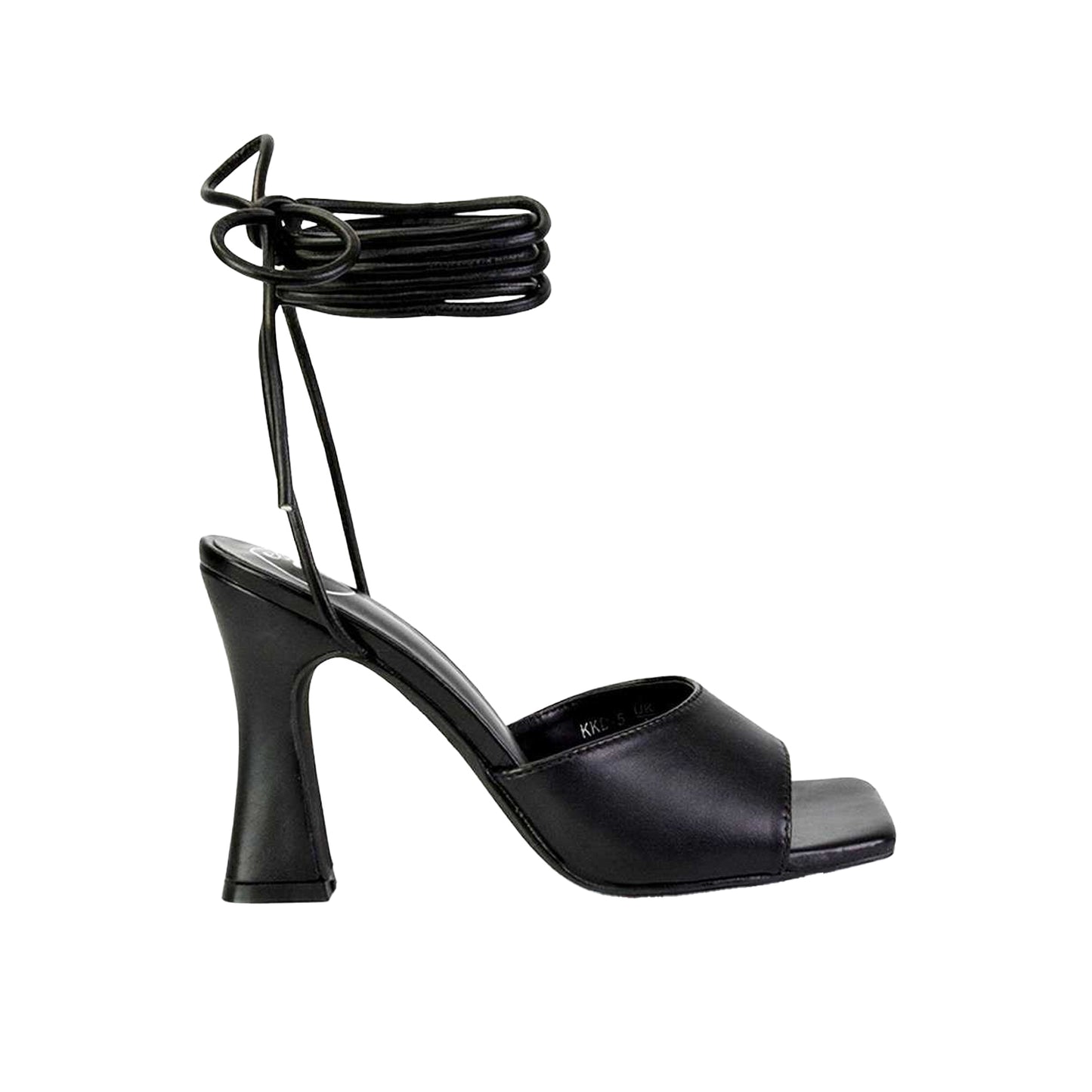 Black - Front - XY London Womens-Ladies Flora Strappy Square Toe Block Heel High Heels
