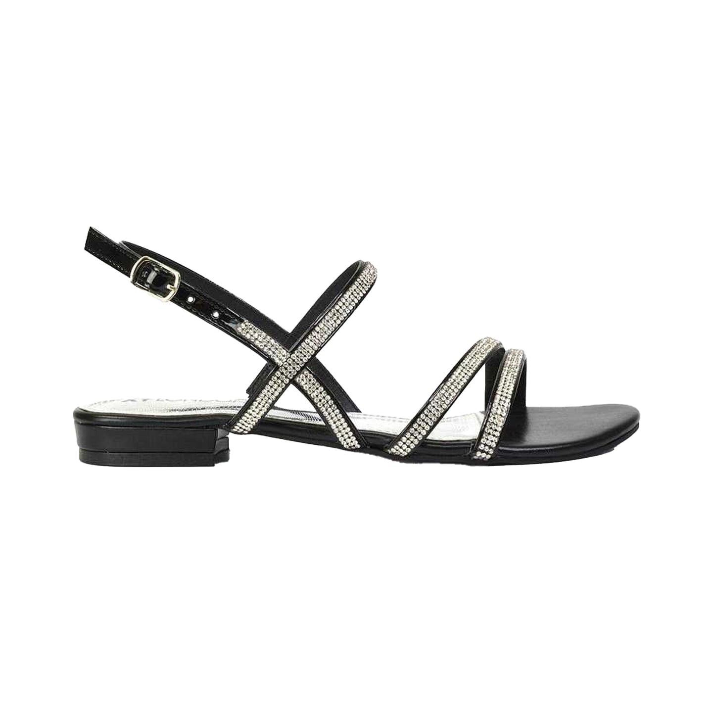 Silver - Front - XY London Womens-Ladies Orla Diamante Strappy Summer Flat Sandals