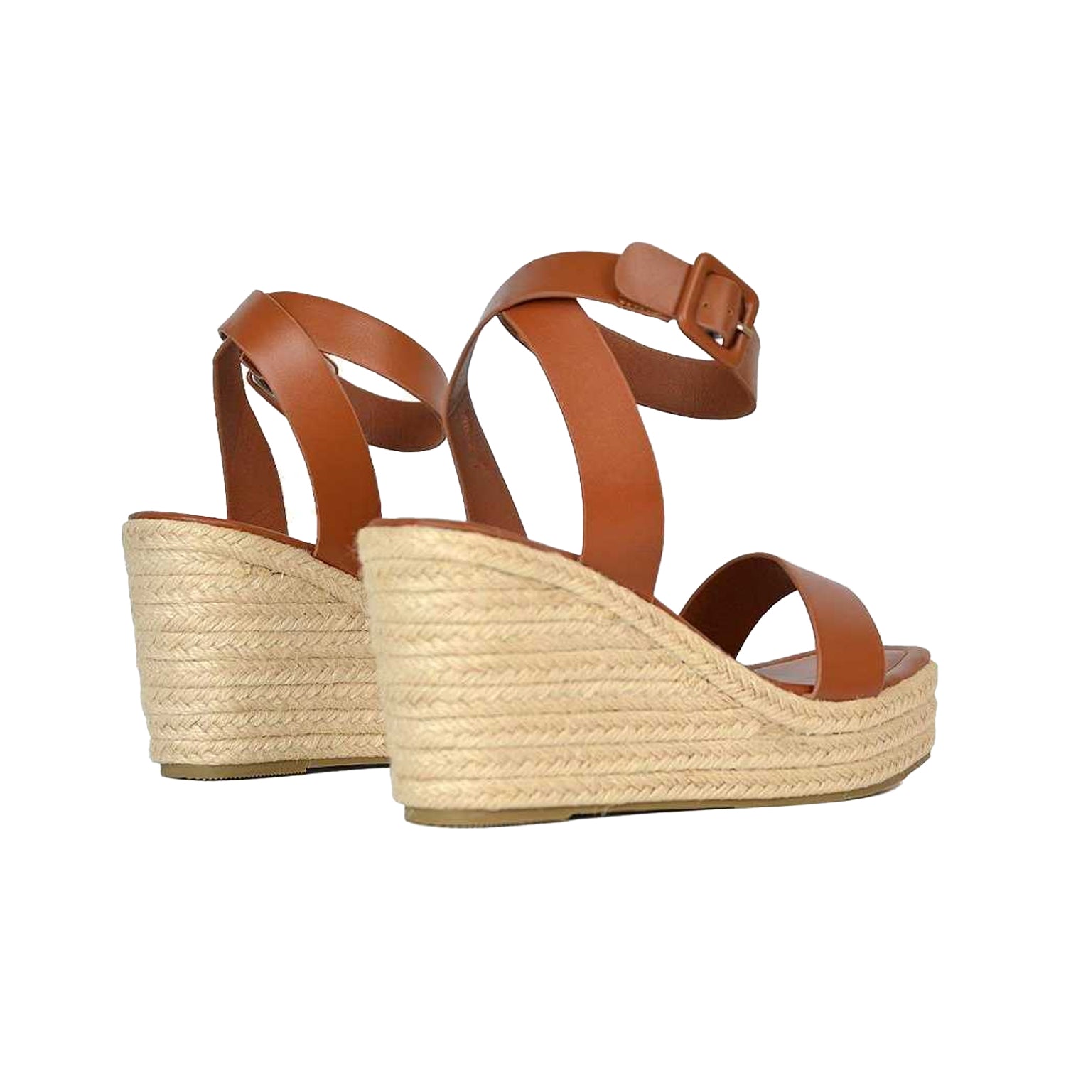 Tan - Lifestyle - XY London Womens-Ladies Linda Strappy Platform Heel Wedge Sandals