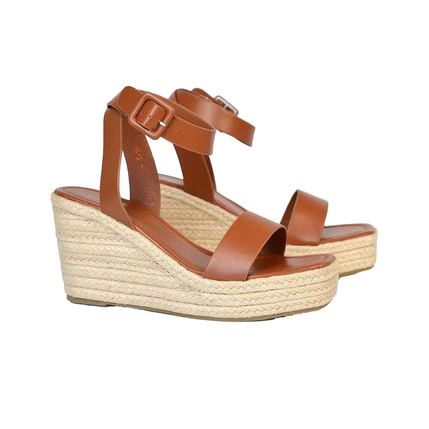 Tan - Pack Shot - XY London Womens-Ladies Linda Strappy Platform Heel Wedge Sandals