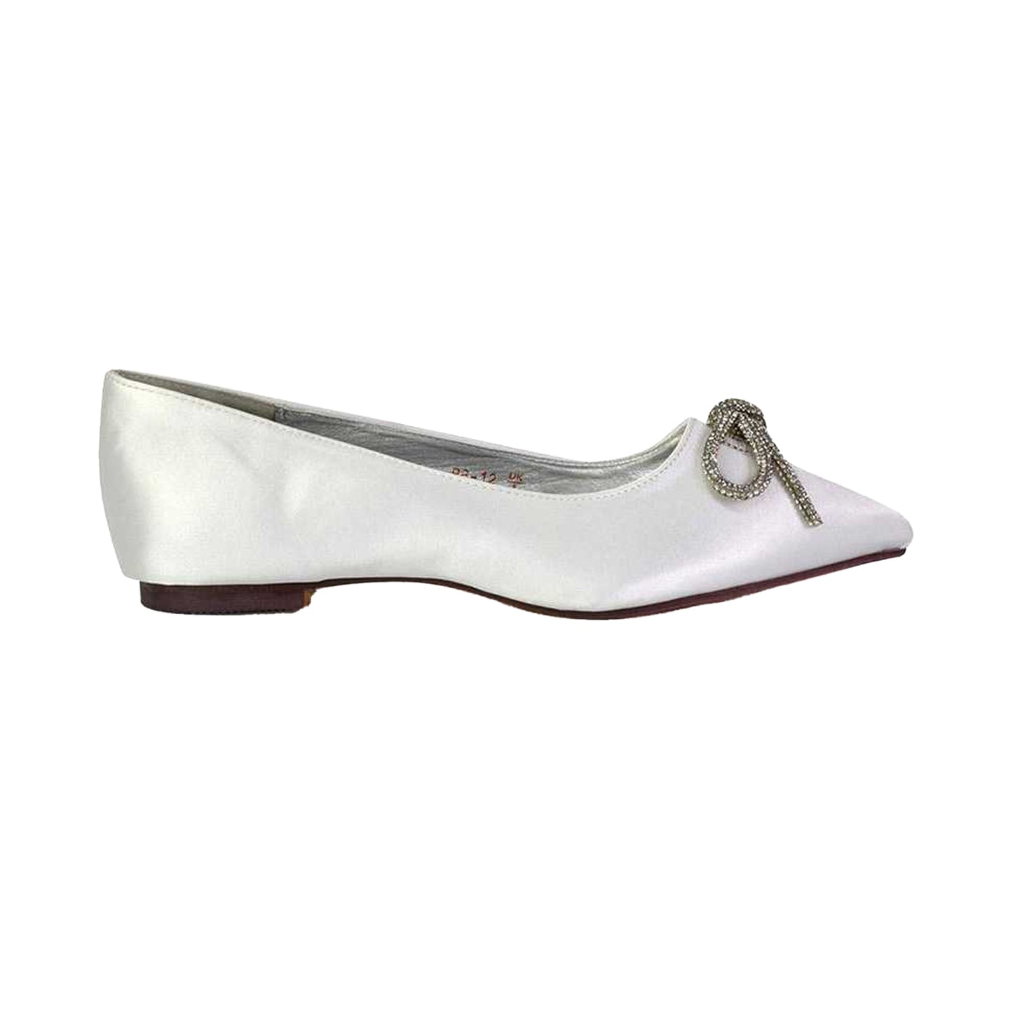 White - Back - XY London Womens-Ladies Blossom Bow Diamante Pointed Ballerina Flats