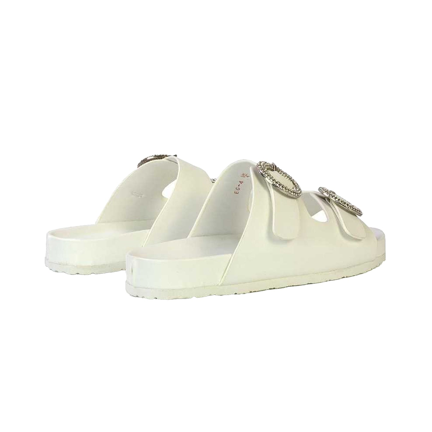 White - Back - XY London Womens-Ladies Reggie Diamante Double Strap Flat Sandals