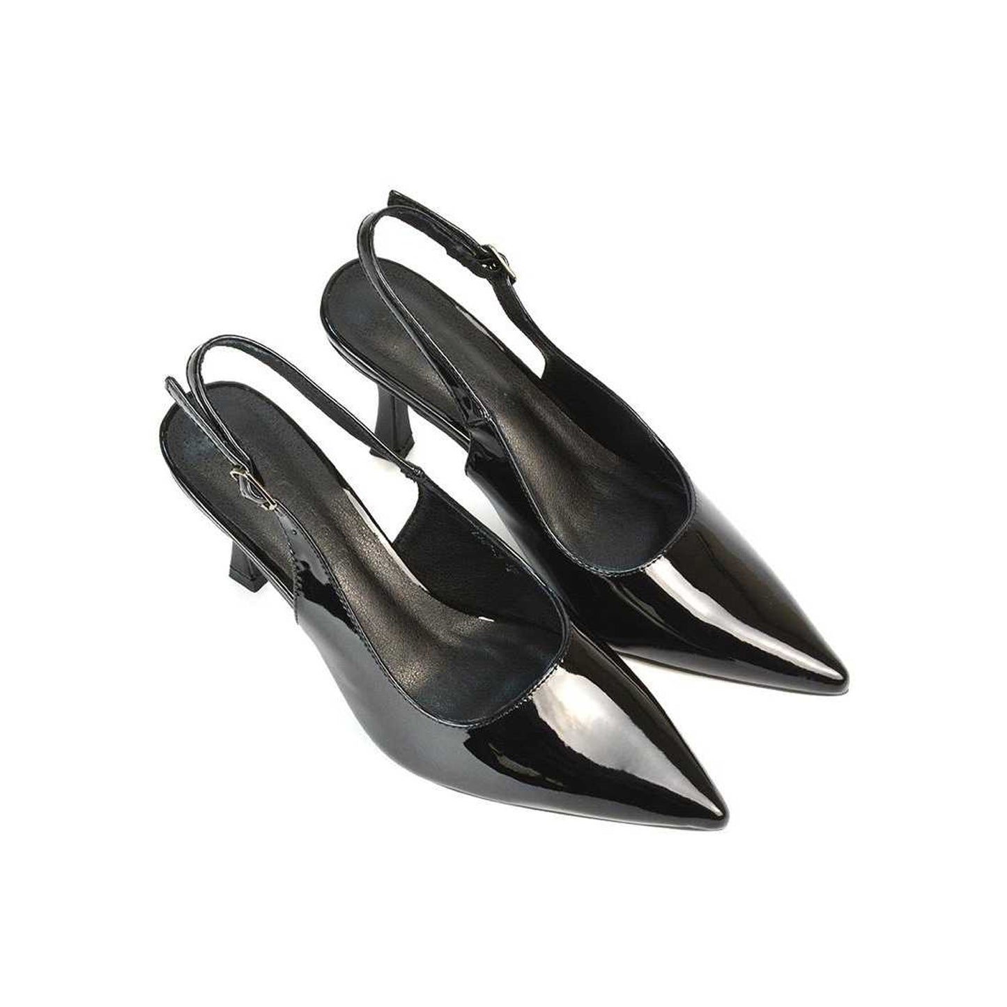 True Black - Lifestyle - XY London Womens-Ladies Valerie Patent Faux Leather Stiletto Heel Court Shoes