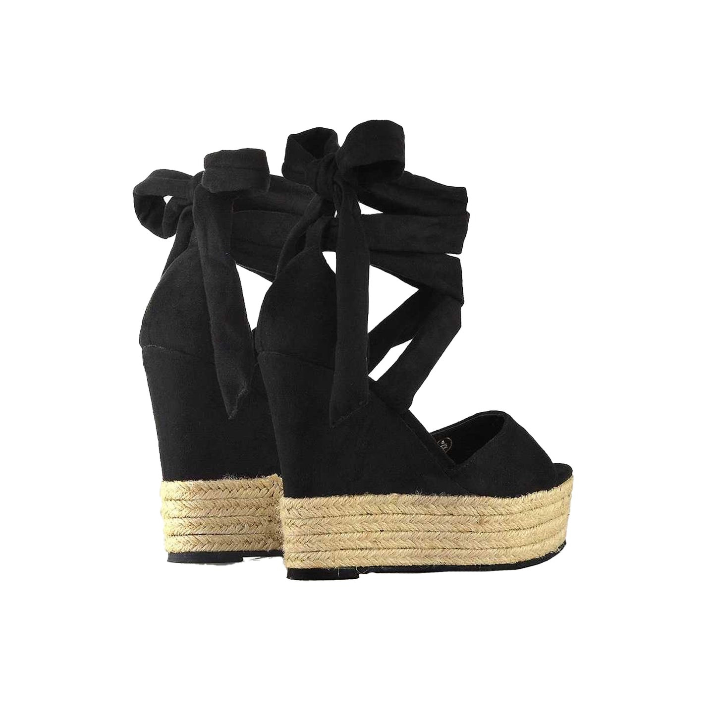 Jet Black-Brown - Back - XY London Womens-Ladies Sansa Platform Wedge Sandals