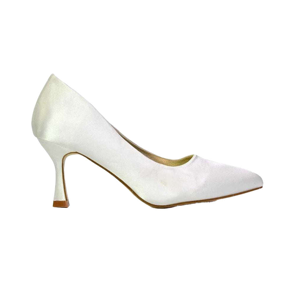 Ivory - Front - XY London Womens-Ladies Romi Pointed Mid Stiletto Court Shoes