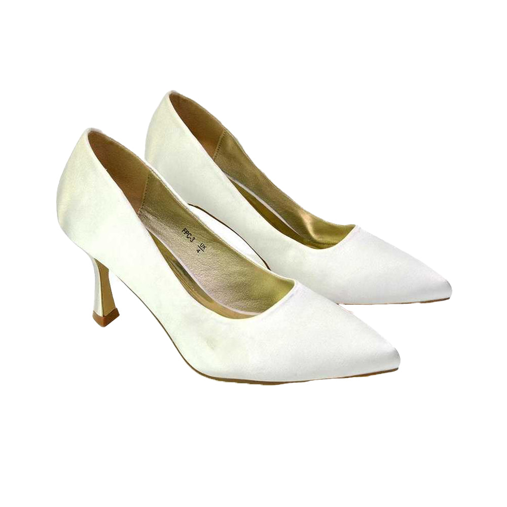 Ivory - Lifestyle - XY London Womens-Ladies Romi Pointed Mid Stiletto Court Shoes