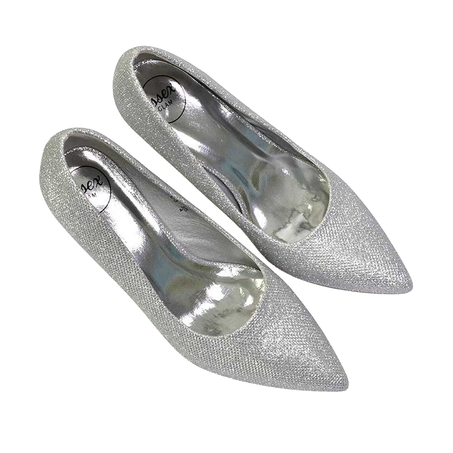 Silver - Side - XY London Womens-Ladies Romi Pointed Mid Stiletto Court Shoes