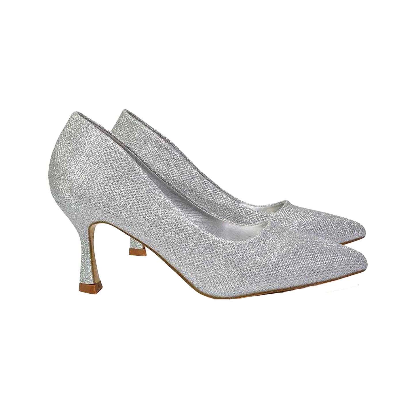 Silver - Lifestyle - XY London Womens-Ladies Romi Pointed Mid Stiletto Court Shoes